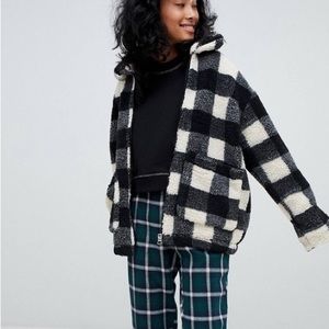 Checkered Pull & Bear Teddy Jacket size XS